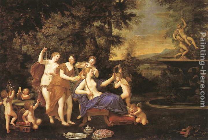 Venus Attended by Nymphs and Cupids painting - Francesco Albani Venus Attended by Nymphs and Cupids art painting